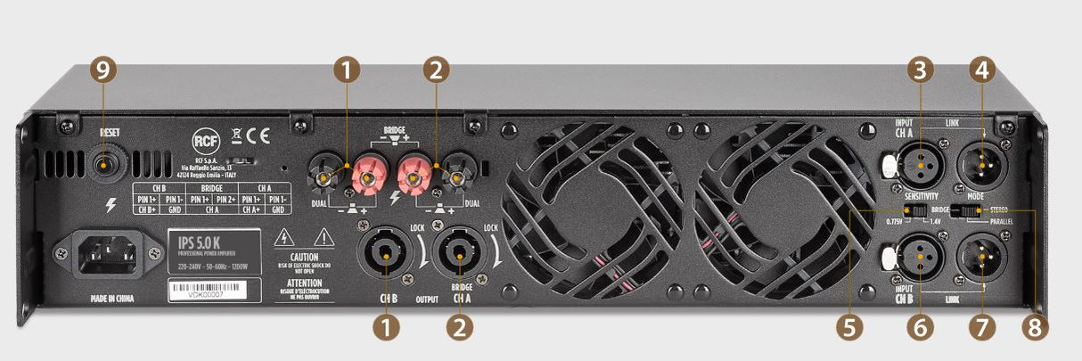 RCF Forstærker iPS 1,5k 1500 W 2x750 W 4 Ohm