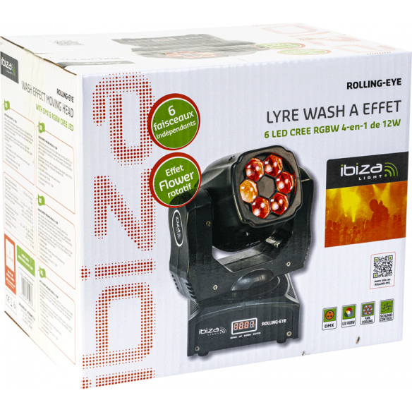 Ibiza Rolling-Eye LED Cabezas Móviles (6x12W)