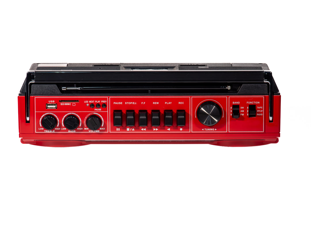 Studio 57 - Reproductor de casetes con FM & Bluetooth, Rojo