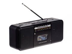 Studio 57 - Reproductor de casetes con FM y Bluetooth, Negro + Cinta de casete