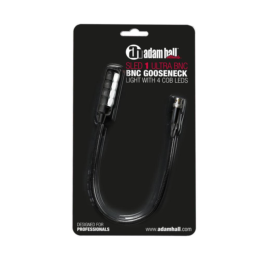 Adam Hall Stands SLED 1 ULTRA BNC - Lámpara de cuello de cisne BNC con 4 COB-LED