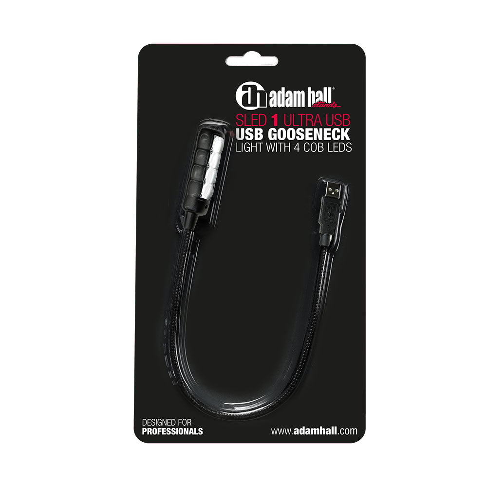 Adam Hall Stands SLED 1 ULTRA USB - Lámpara de cuello de cisne, conector USB, 4 COB-LED