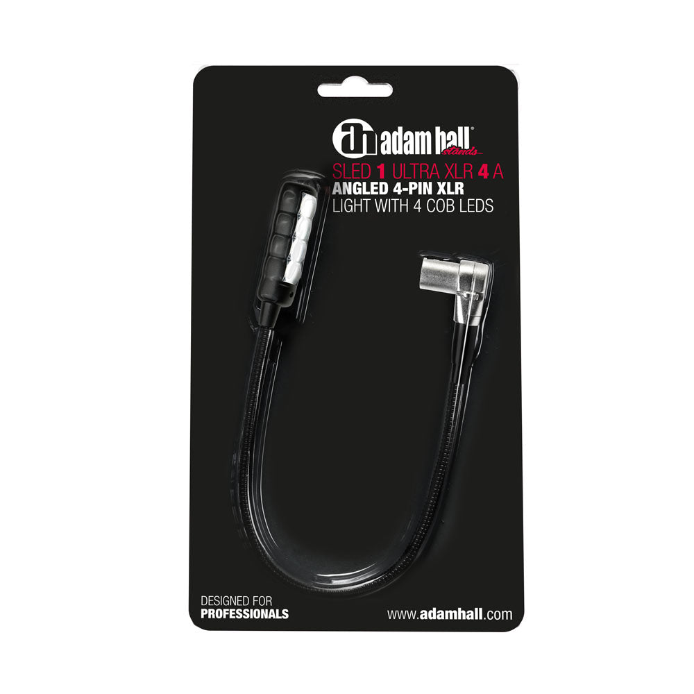 Adam Hall Stands SLED 1 ULTRA XLR 4 A - Lámpara de cuello de cisne XLR de 4 pines en ángulo con 4 COB-LED