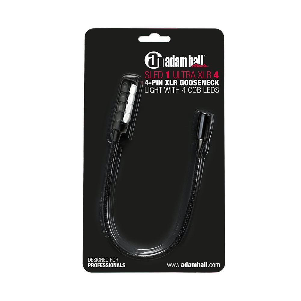 Adam Hall Stands SLED 1 ULTRA XLR 4 - Lámpara de cuello de cisne XLR de 4 pines con 4 LED COB