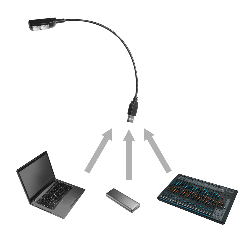 Adam Hall Stands SLED 1 USB PRO - Lámpara de cuello de cisne USB con 2 LED