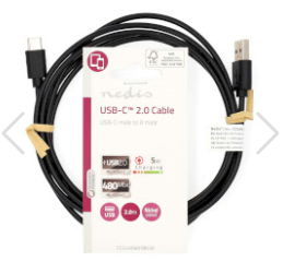 USB-C til USB-A Kabel (2m)