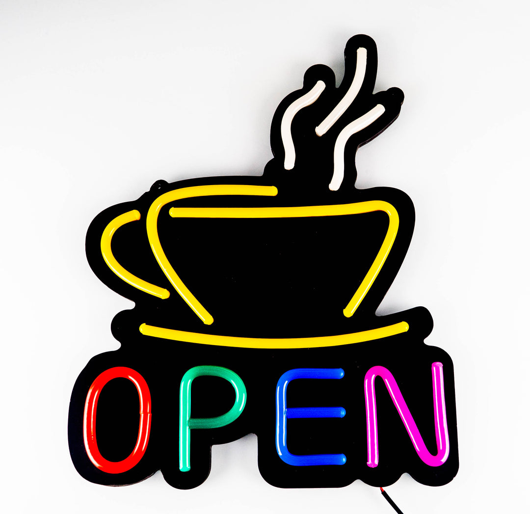 Letrero de Neón "Coffee Open"