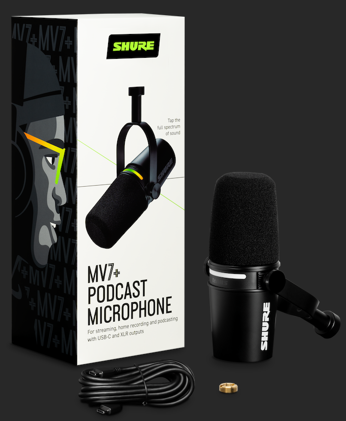 Shure MV7+ Micrófono para Podcast (Negro)