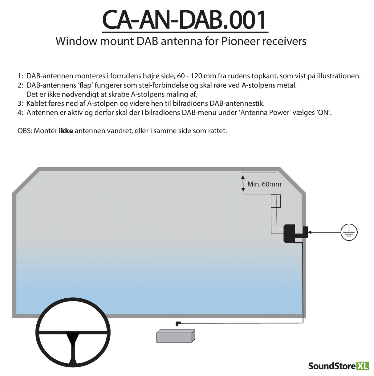 Pioneer DAB+ windscreen antenna - CA-AN-DAB.001