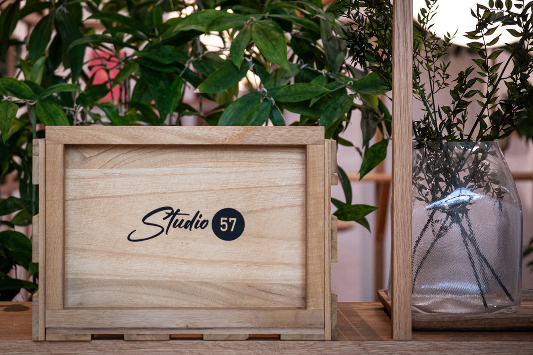 Studio 57 - Caja para discos LP (Madera clara)