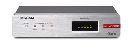 Tascam ML-4D OUT-X convertidor analógico Dante de 4 canales, XLR
