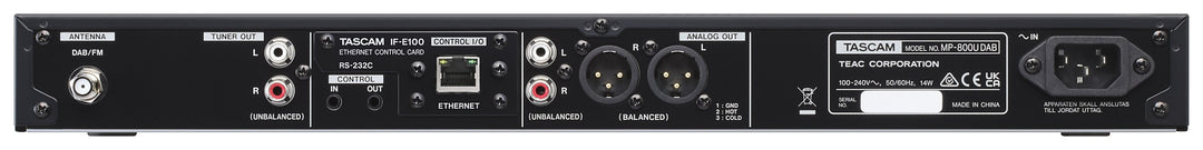 Reproductor multimedia Tascam con SD/USB y sintonizador DAB/FM