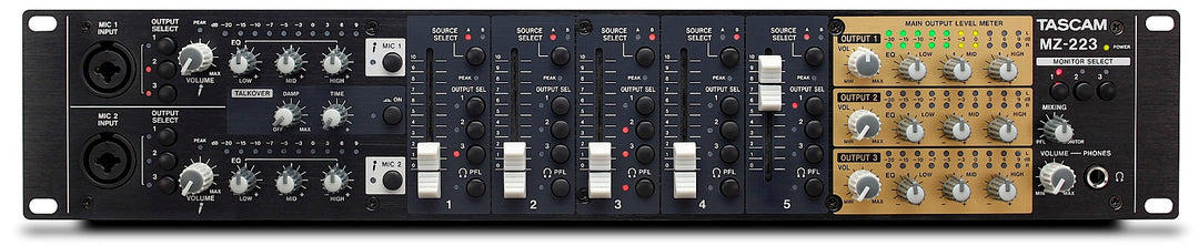 Tascam MZ-223 mezclador de instalación 3 zonas 2 entradas de micrófono/5 de línea