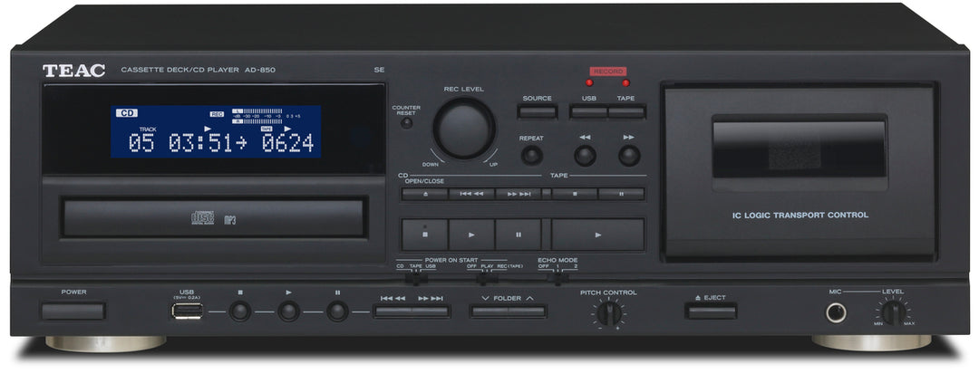 TEAC AD-850-SE Reproductor de CD y Casete con USB (Negro)