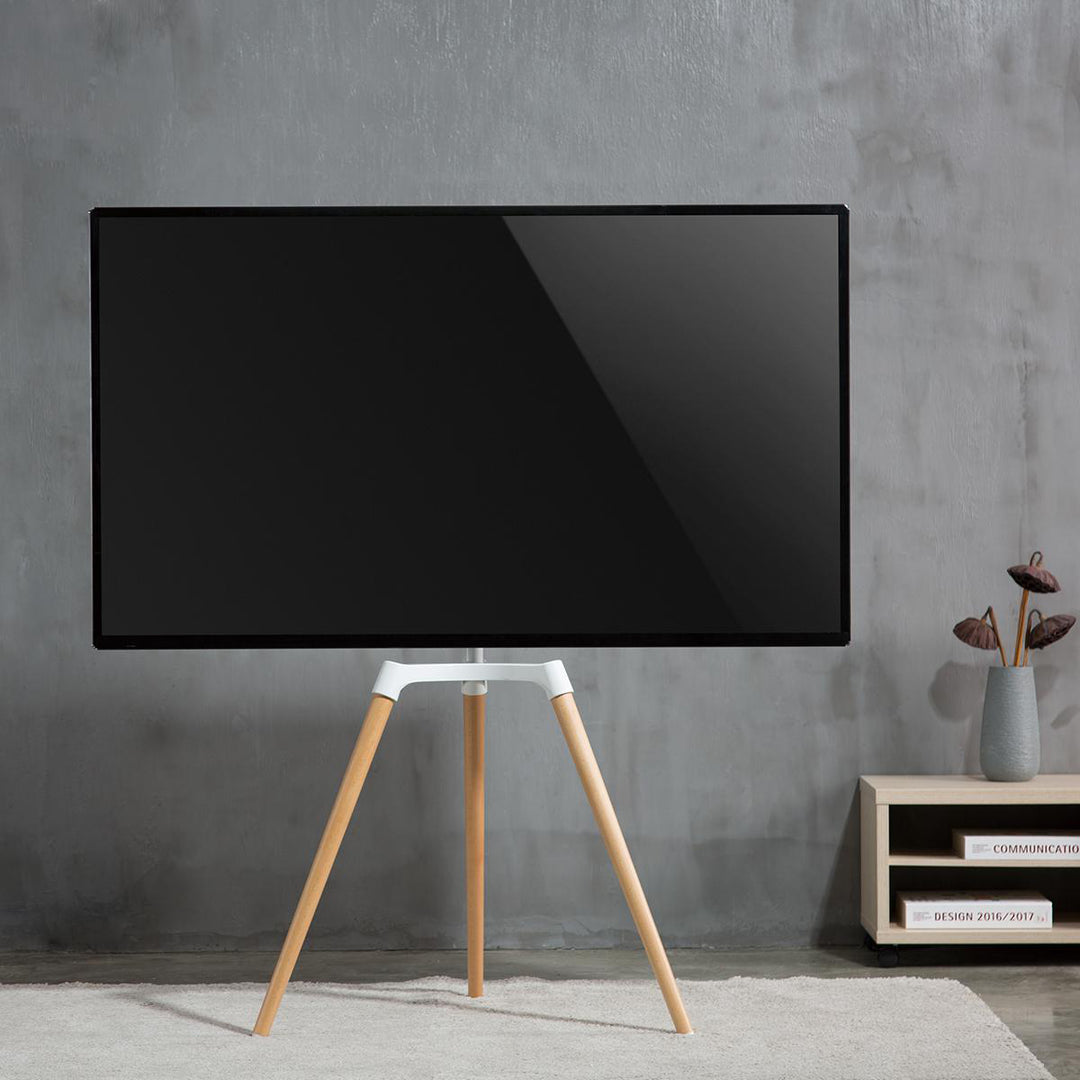 Soporte de suelo para TV (Blanco, Haya, 50-65")