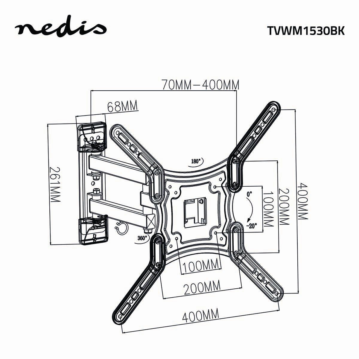 TV Fully Movable Suspension with 3 pivot points (23-55", 30 kg)