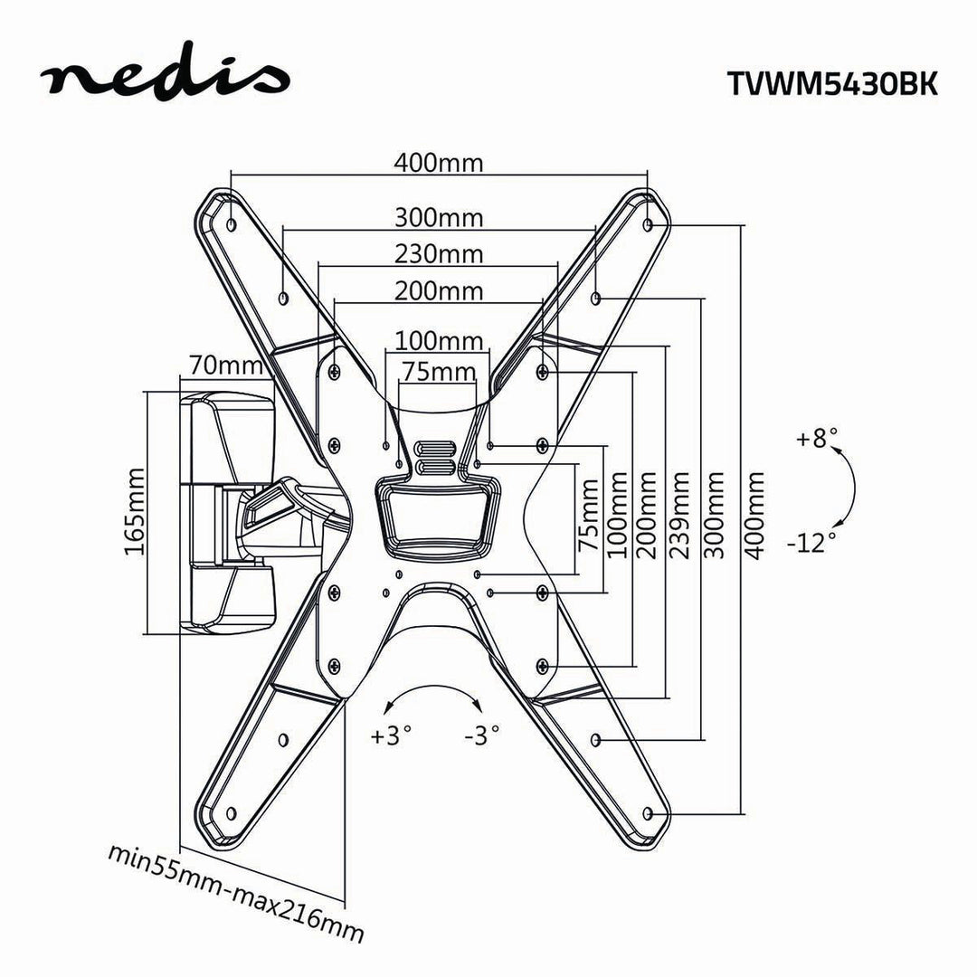 Soporte de Pared para TV Totalmente Ajustable 26-42 " 30 kg Plata/Negro