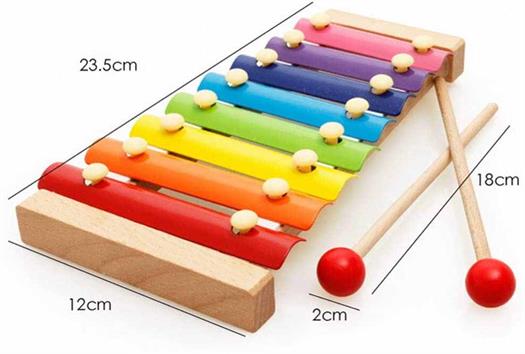 Xilófono con 8 tonos metálicos coloridos
