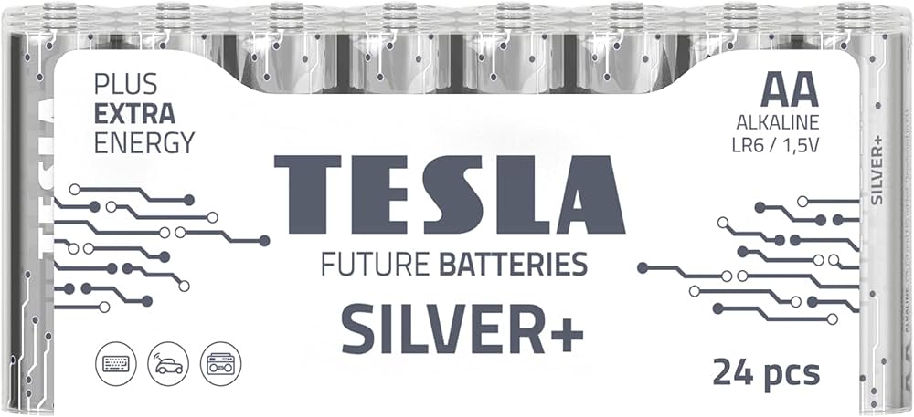 Tesla Silver+ AA Alkaline Baterías (24 uds)