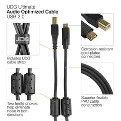 UDG Ultimate Audio Cable USB 2.0 C-B Negro Recto 1,5m