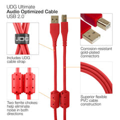 UDG Ultimate Audio Cable USB 2.0 A-B roja angulada 2m
