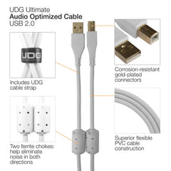 UDG Ultimate Audio Cable USB 2.0 A-B Blanco Acodado 2m