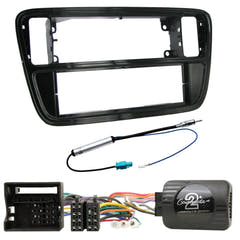 1-DIN KIT para Mii, Citigo y Up (Negro Brillante)
