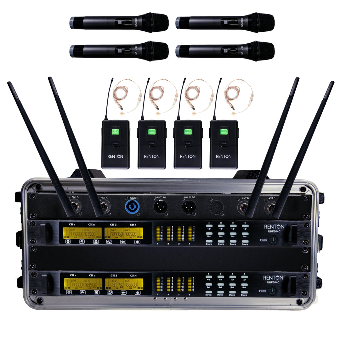 Renton Rack Sistema Inalámbrico Combinado (4 de Mano + 4 Auriculares)