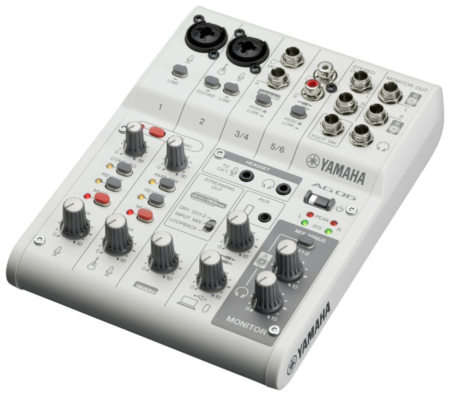 Yamaha AG06 MkII - Mezclador para Streaming en Vivo (Blanco)