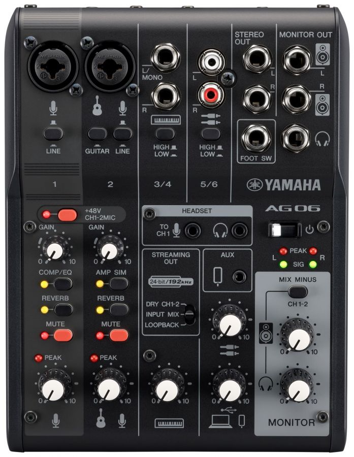 Yamaha AG06 MkII - Mezclador para Streaming en Vivo (Negro)