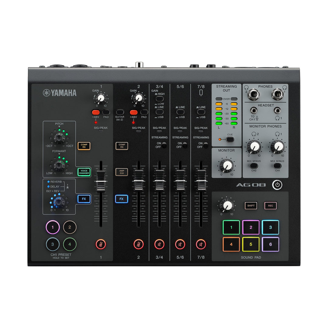 Yamaha AG08 - Mezclador para streaming en vivo (Negro)