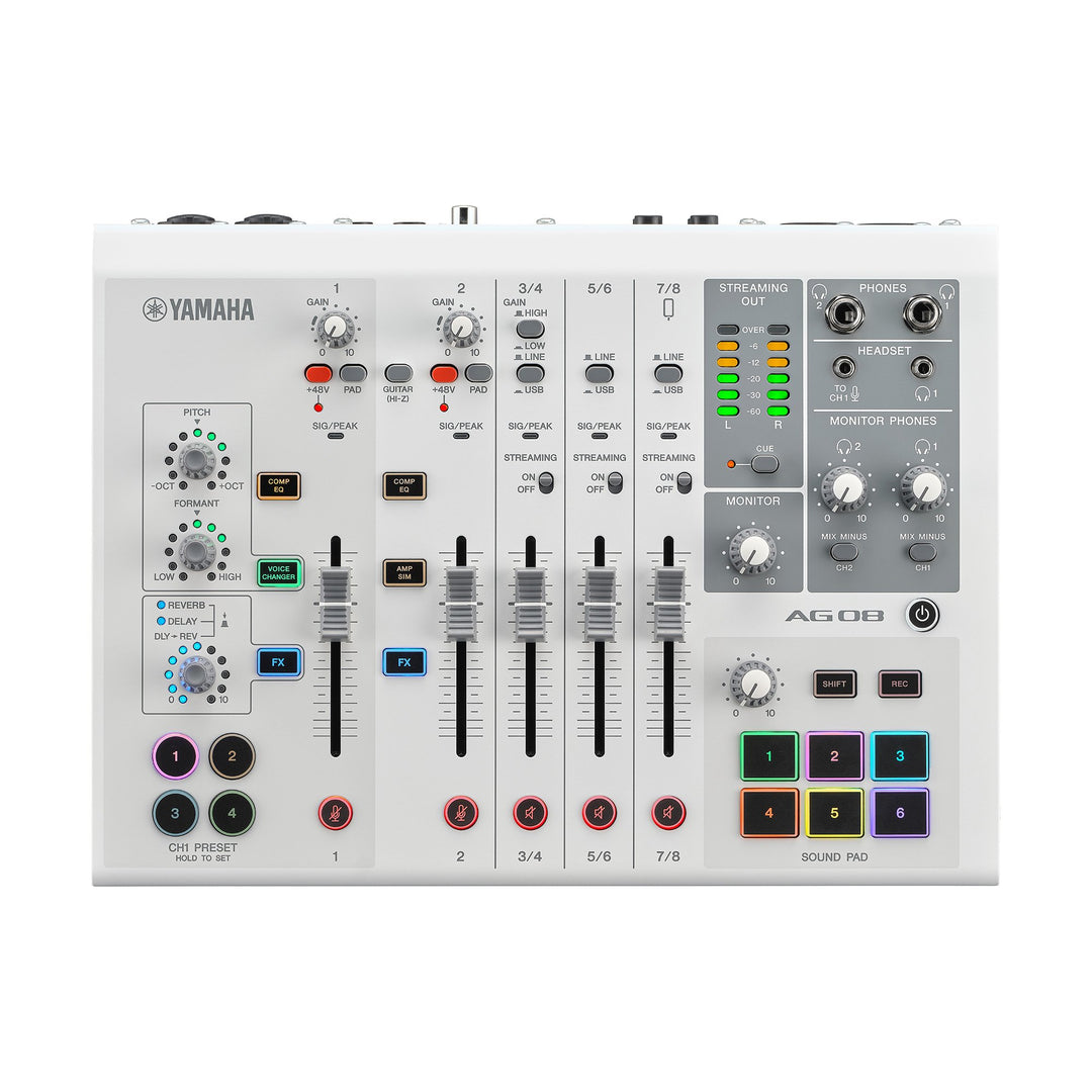Yamaha AG08 - Mezclador para streaming en vivo (Blanco)