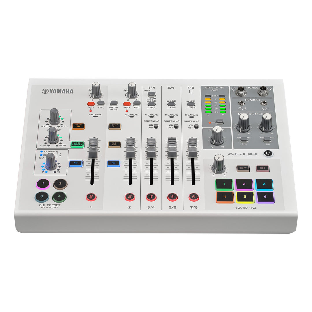 Yamaha AG08 - Mezclador para streaming en vivo (Blanco)