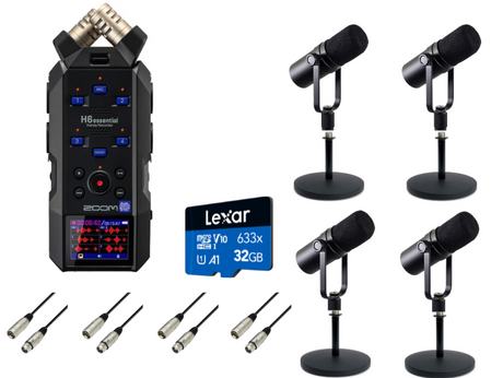 Zoom H6e Paquete Esencial de Podcast (4 Personas)