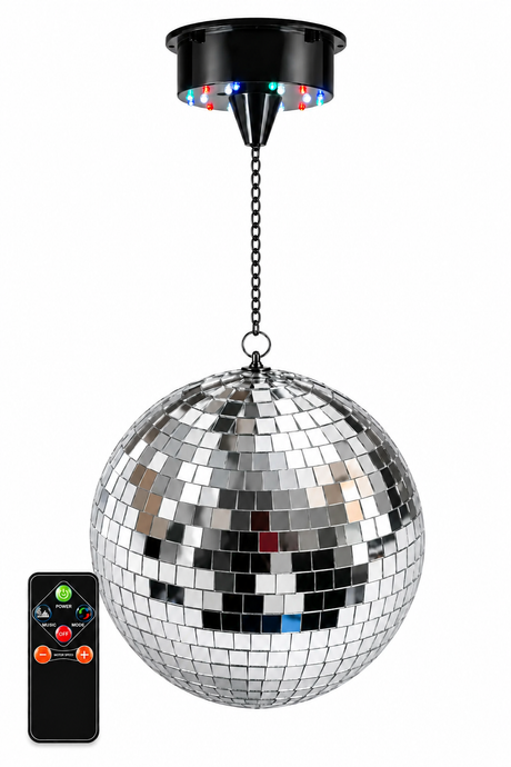 Light4Me Esfera de espejos de 30 cm con LED, motor y mando a distancia