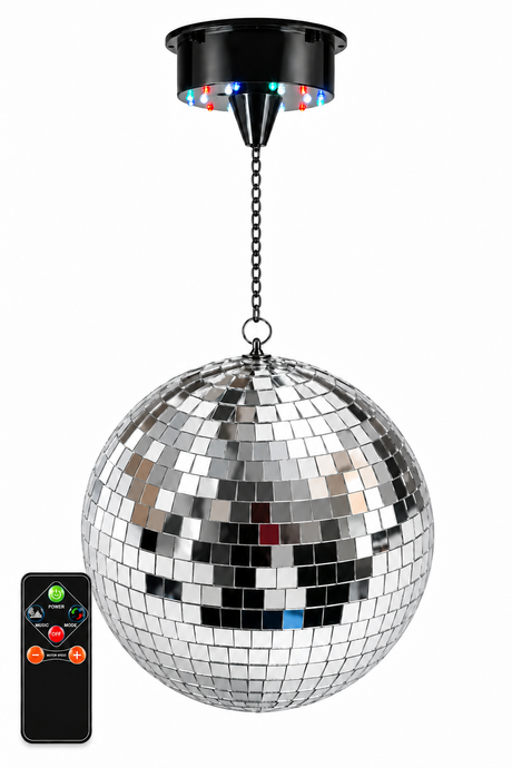 Light4Me Esfera de espejos de 40 cm con LED, motor y mando a distancia