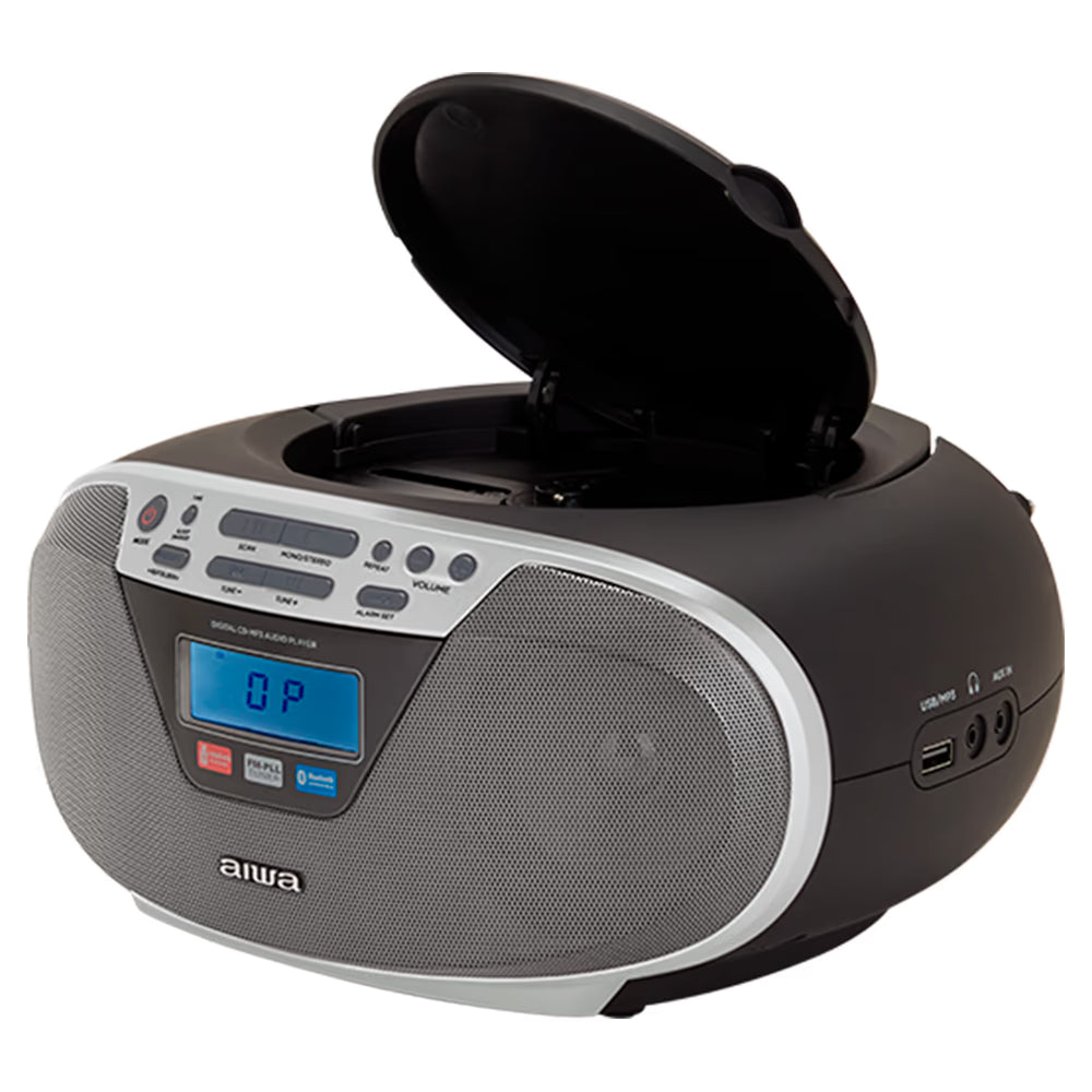 AIWA CDT-200 Boombox – CD, Bluetooth, USB y radio FM, plateado
