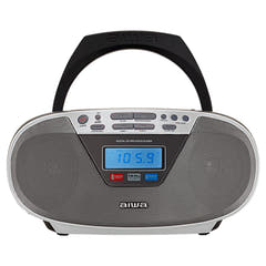 AIWA CDT-200 Boombox – CD, Bluetooth, USB y radio FM, plateado