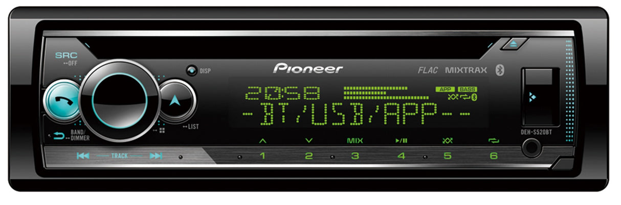 Pioneer DEH-S520BT 1-DIN Car Stereo w. CD, Bluetooth and Spotify