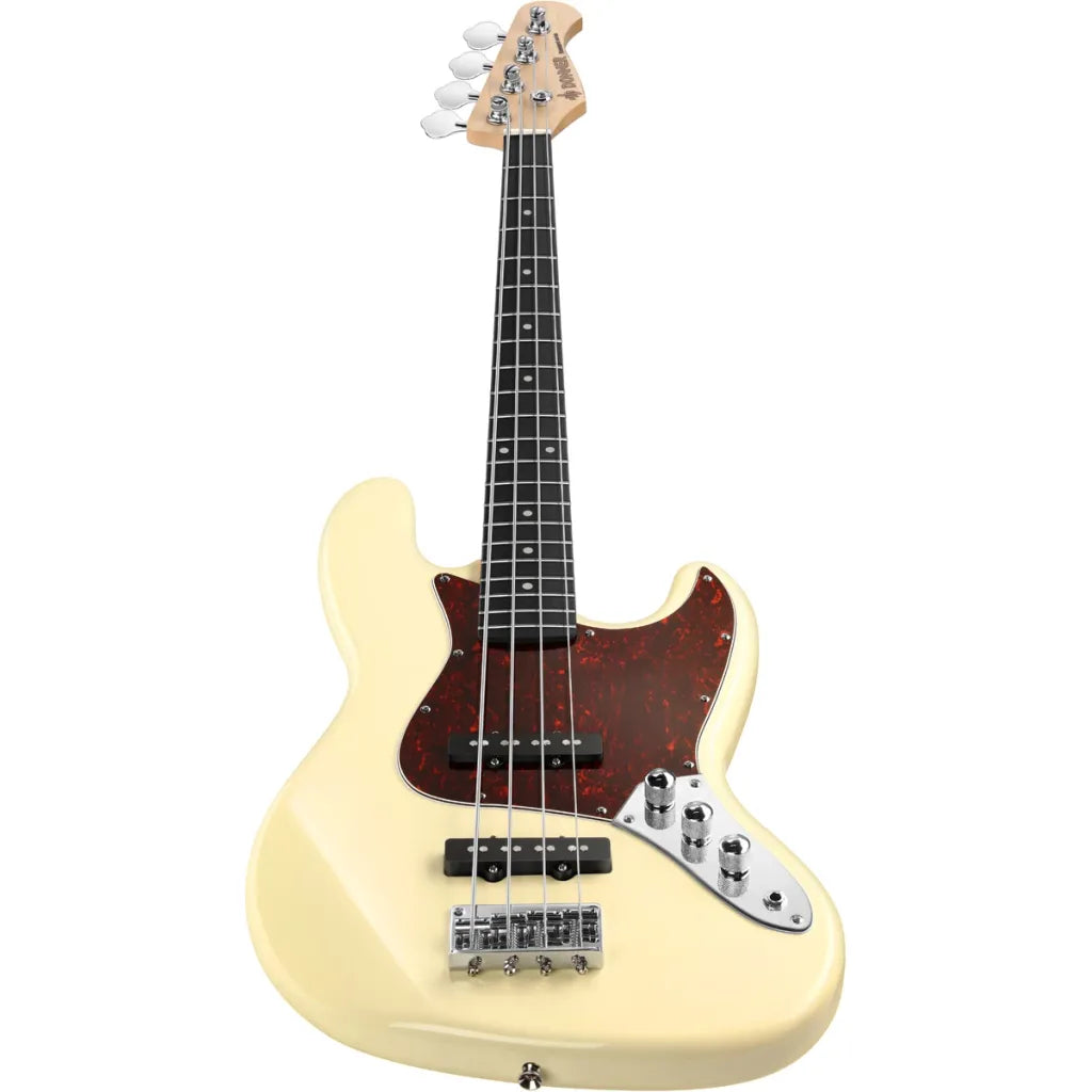 Donner DJB-510B paquete de bajo eléctrico olympic white