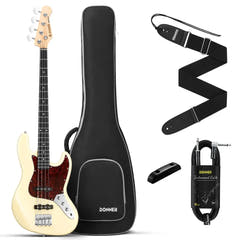 Donner DJB-510B paquete de bajo eléctrico olympic white