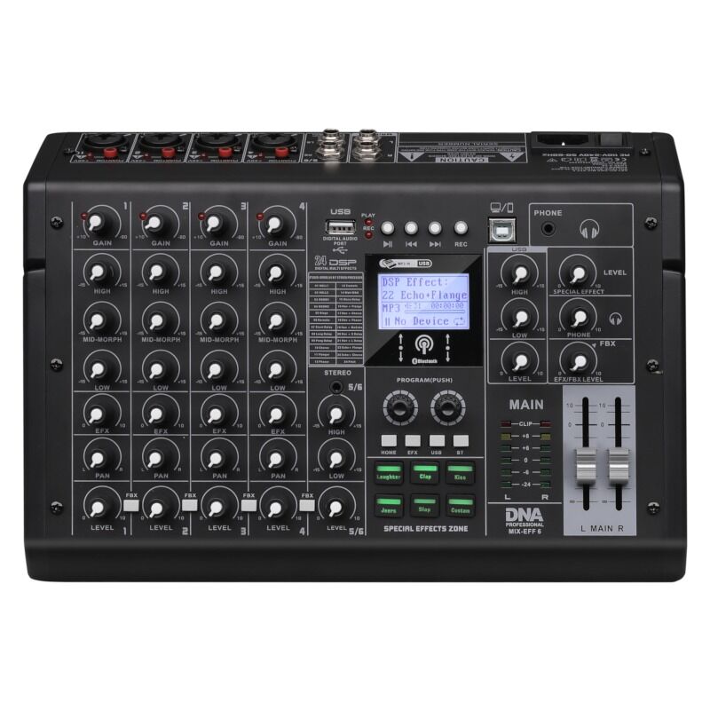 DNA MIX-EFF 6 mezclador analógico de 6 canales con Bluetooth, USB y DSP