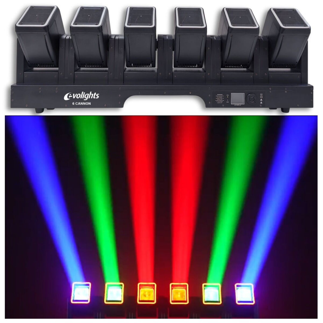 Evolights 6 Cañones Barra de Cabezas Móviles 6x60W RGBW
