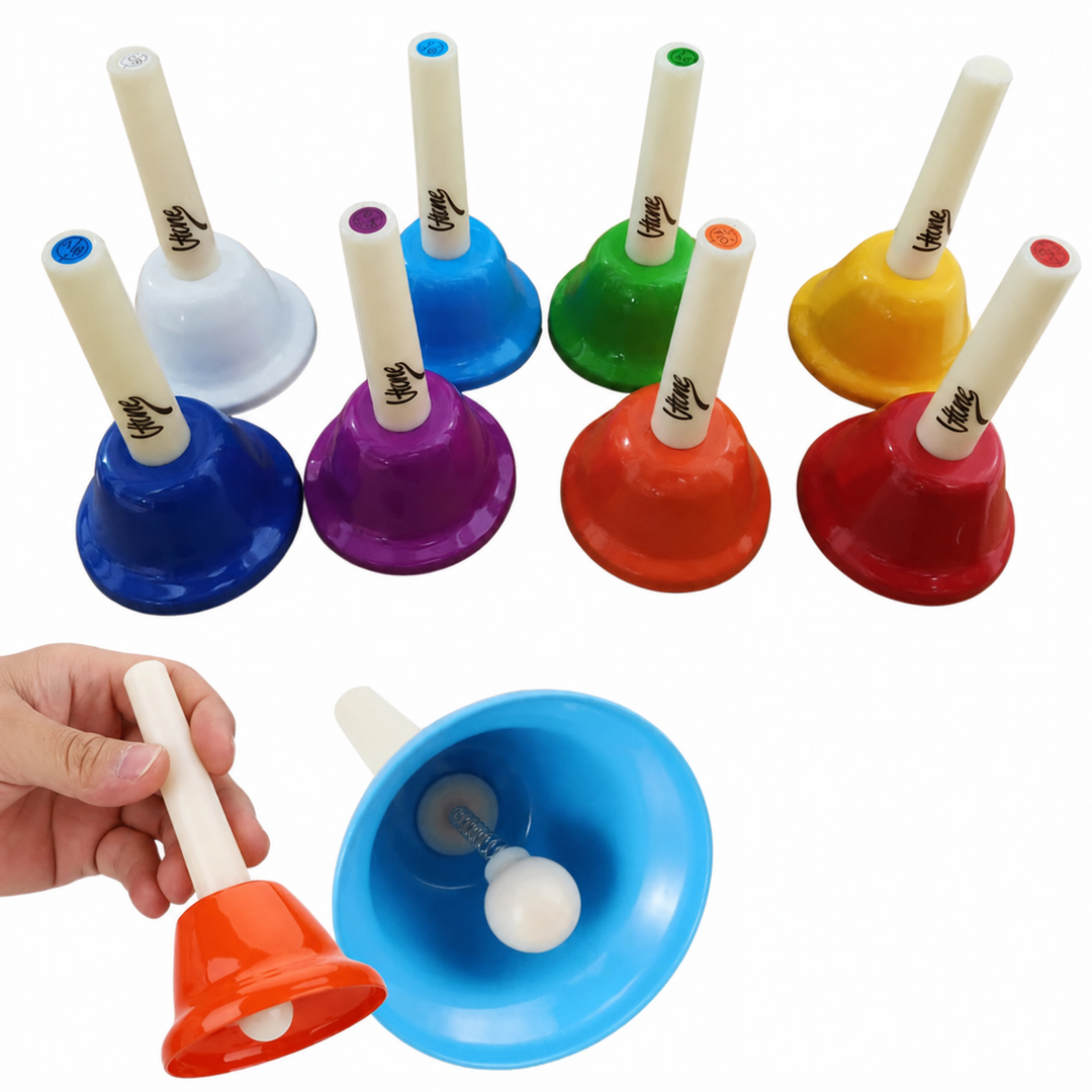 V-Tone Campanas de mano RR8 – 8 campanas diatónicas de colores con asas para niños