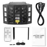 Light4Me Turbo Derby 4 en 1 – RGBW, UV, strobe y laser