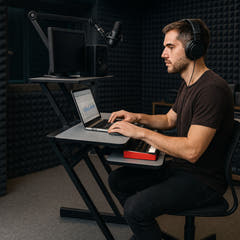 Mesa de estudio con estantes y extensión para keyboard (120 cm)