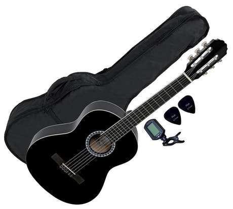 Paquete de guitarra española 4/4, negro