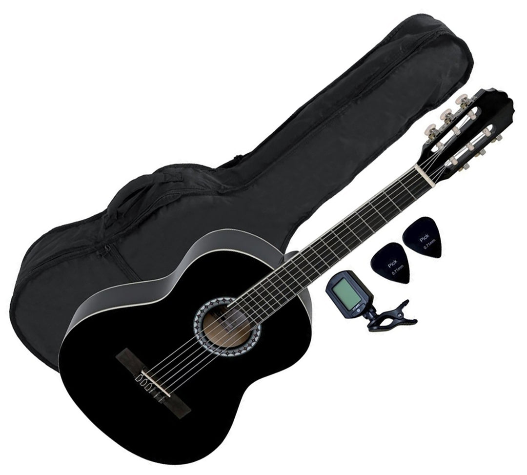 Paquete de guitarra española 4/4, negro