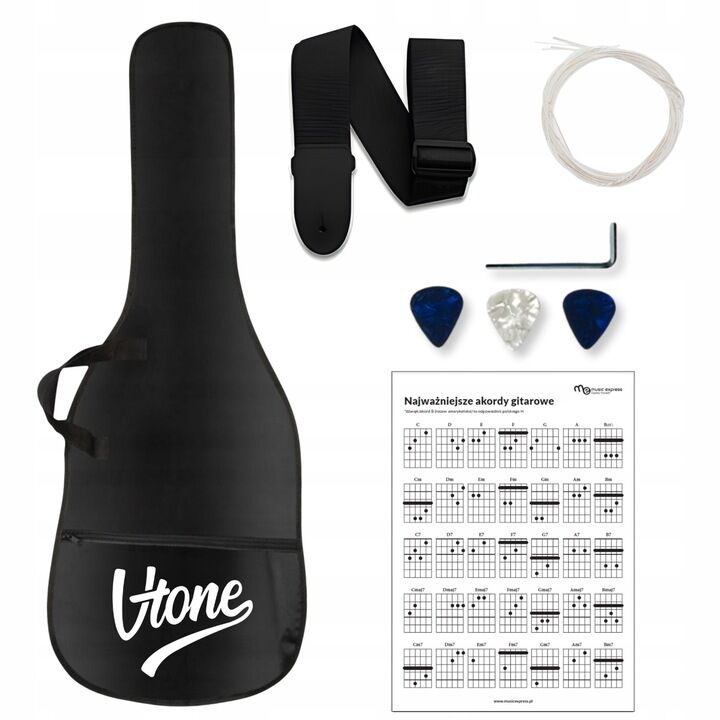 V-Tone CG TWO NT Guitarras clásica 4/4 Set de inicio en color natural con funda y accesorios