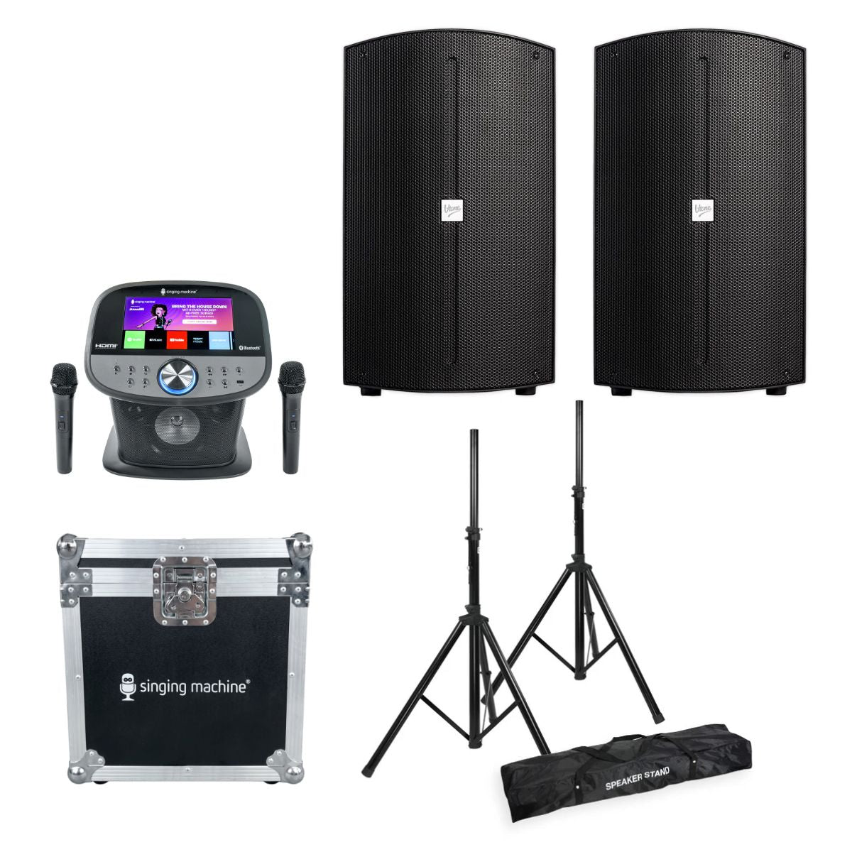 Sistema de karaoke con 2 micrófonos (Negro)